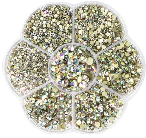 JOZMMZEOOA 3000PCS Strasssteine 7 Größen Glitzersteine Selbstklebend Hotfix Strasssteine Rhinestones Aufbügeln Strasssteine,für Zahnschmuck Kleidung Schuhe DIY Handwerk Geschenk Nail Charms (Gold)