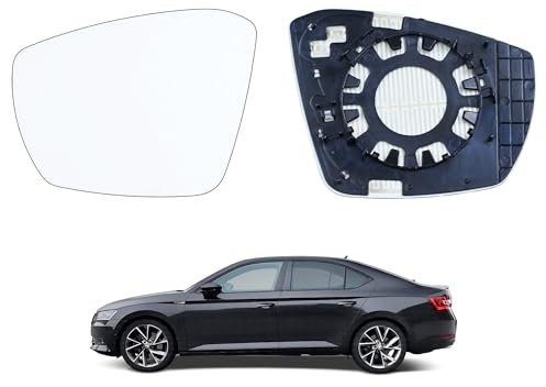 Hebstw Spiegelglas Ersatz für SKODA Octavia Superb 2014 2015 2016 2017, Ersatz Spiegelglas Heizbar, Spiegelglas Außenspiegel Glas, Beheizbar Rückspiegelglas (Links)