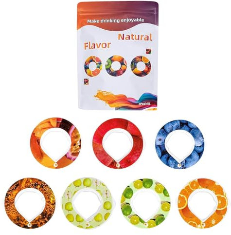 7Pcs Geschmack Pods für Trinkflasche, Flavour Pods für Wasserflasche, Wasserflasche Geschmack Pods Alle Sorten : Kola, Passionsfrucht, Pfirsiche, Orangeade, Heidelbeere, Apfel, Limette