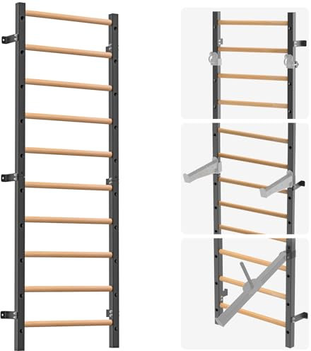Lifeswell Sprossenwand klimmzugstange Klettergerüst Indoor - Kletterwand mit 10 Sprossen I Klettergerüst Bis 150kg Belastbar I Turnwand mit Klimmzugstange Turngeräte Indoor für Erwachsene Kinder