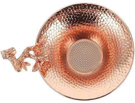 TOPPERFUN 1Pc Copper Tea Strainer High Temperature Resistant Tea Infuser Reusable Teaware Filter Accessory for Loose Leaf Tea Practical for Teapots Cups Scald Design