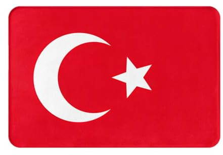 YKJJFVZ Türteppich mit Flagge der Türkei, für den Innen- und Außenbereich, Willkommensmatte mit Flanellstoff