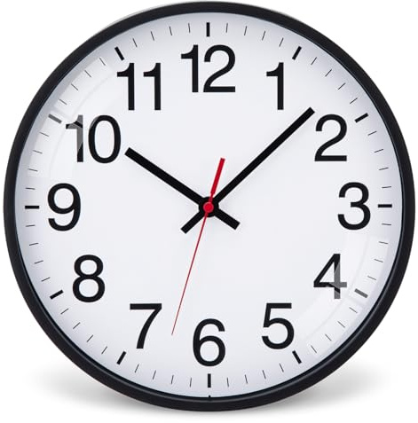 Epochic Wanduhr Ohne Tickgeräusche Uhr Wand Batteriebetrieben Schwarz 25cm | Moderne Lautlose Wanduhr, Groß Ziffern Einfach zu Lesen, Wanddekoration für Wohnzimmer Küche Schlafzimmer Büro