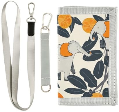 miaozhen Geldbörse für Damen, Motiv: Elefant, Mandarine, bunt, dunkel, faltbar, mit Umhängeband, Billetera Tarjetero Para Hombre
