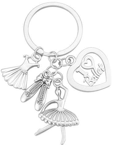 DONWOIE Ballett Schlüsselanhänger, Taschenanhänger für Damen | Tänzerin Schlüsselband mit Tutu und I Love Ballet Anhänger , Niedlich Schlüsselringe Geschenk für Tänzer Schüler Ballettfans
