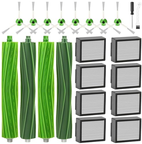 22 Stück Zubehör für iRobot Roomba i7 i7+ i3 i3+ i6 i6+ Saugroboter | für i4, i4+, i8, i8+, j7, j7+, E5, E6, E7, Kompatibles Ersatzteile Set, 4 Hauptbürsten, 8 Filter, 8 Seitenbürsten