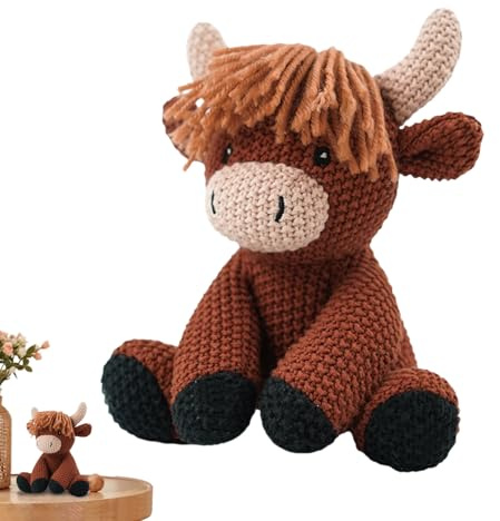 Veeteah Handgehäkelte Kuh - Gehäkelte Rinderfigur Handgestrickte Puppe | Handgestrickte Puppe,Für Sie, Ihn, Freundin, Freund, Paare, Kinder, Frauen, Männer, als Dekoration für Schreibtisch,