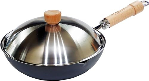 リバーライト(Riverlight) River Light Iron Frying Pan Set, Extreme Japan, 11.0 inches (28 cm), Lid Included, Induction Compatible, Made in Japan, Wok