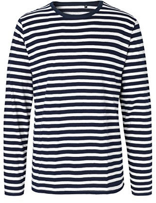 Green Cat Herren Langarm T-Shirt, 100% Bio-Baumwolle. Fairtrade, Oeko-Tex und Ecolabel Zertifiziert, Blauweiss, M