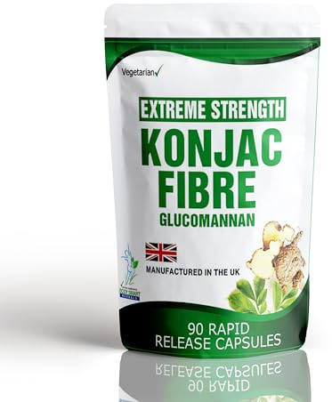 90 Konjac Fibre Glucomannan Capsules Weight Management High Strength One Bottle Food Supplement