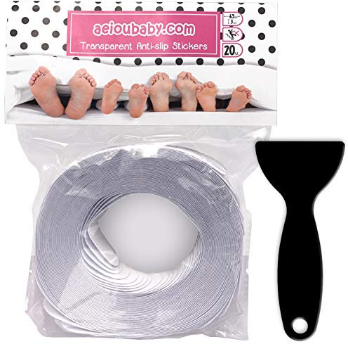 20 Strisce Antiscivolo Trasparenti per Scale | Adesivi Ruvidi per una presa migliore sui Gradini | Nastro Adesivo Discreto ed Elegante 65x3cm per una maggiore Sicurezza | Con Raschietto