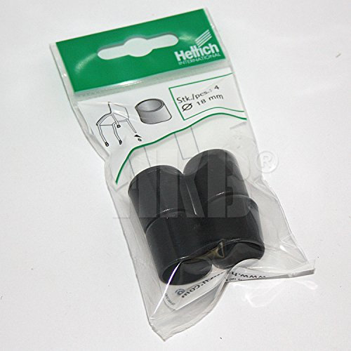 HKB ® 4 Stück Fusskappe, Möbelgleiter zum Aufstecken, für Stuhl- oder Tischbeine aus Metallrohr, ø = 18mm / 23mm hoch, Kunststoff schwarz, Qualitätsprodukt von Hersteller Hettich, Artikel-Nr. 062865