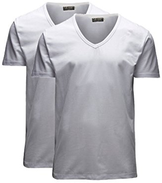 JACK & JONES Herren V-Neck T-Shirt Basic 2er Pack, Größe:XXL, Farbe:Optical White