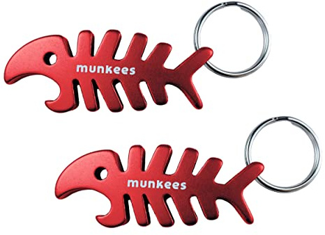 munkees® Fisch Schlüsselanhänger 2er Rot – mit Flaschenöffner