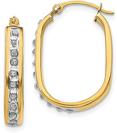 14k Diamond Fascination Square Folding Hoop Earrings