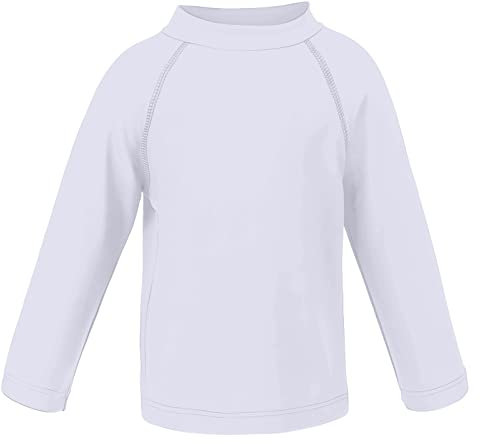 LACOFIA Traje de baño Infantil Camiseta de baño de Manga Corta para niños Rashguard con protección Solar Secado rapido Blanco 98