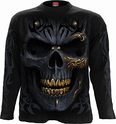 Spiral Draconis Men's Long-Sleeved Shirt Black Gothic, Horror, Nu Goth, Rockwear
