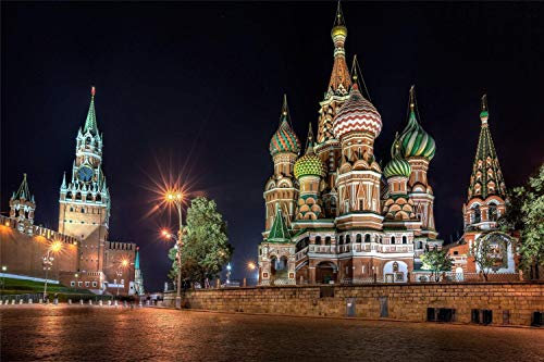 ZSFFSZ Puzzle 1000 Stück Moskau, Rotes Quadrat, Kreml, Klassisches 3D Puzzle DIY Kit Holzspielzeug Einzigartiges Geschenk Wohnkultur