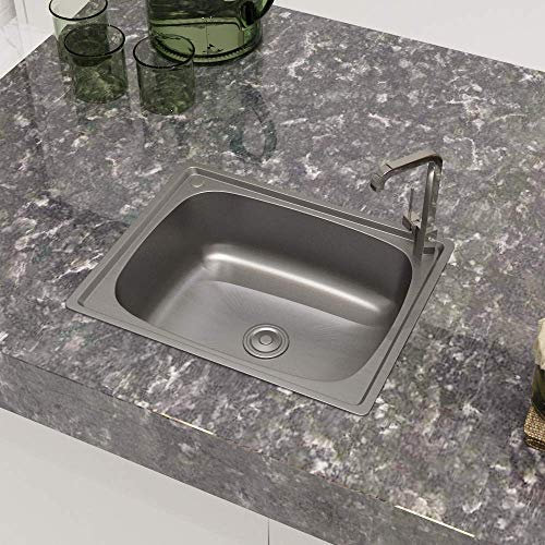 XEMQENER Stainless Steel Kitchen Sink Single Bowl Small Sinks with Silencer Pad for Kitchen Bar Small Restaurant (with The downpipe Kit)