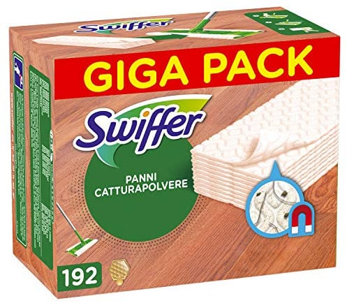 Swiffer Panni Catturapolvere Casa, 192 Panni Parquet Microfibra Dry, Panni Cattura Polvere E Sporco, Ottimo Per Tutti I Tipi Di Pavimenti E Per I Peli Di Animali, Maxi Formato