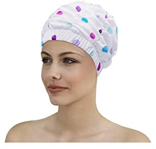 Fashy Duschhaube mit breitem Kopfband, mit bunten Punkten