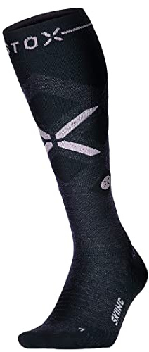 STOX Energy Socks Chaussettes de Ski pour Femme, Bas de Contention en Laine Mérinos, Chaussettes de Compression Chauffantes Femmes, Compression Socks Thermiques de Ski et Snowboard