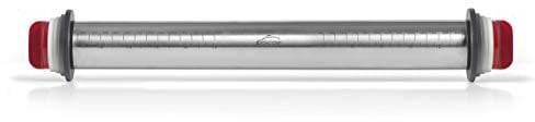 LACOR 67143 - Rodillo Amasar Cocina, 4 Discos Extraíbles, Acero Inoxidable, Marcas de Medición Grabadas, Todo tipo de Masas, 41,5 cm, Apto para Lavavajillas, Gris