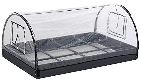 Outsunny Mini Invernadero Túnel de Jardín 2 en 1 Huerto Urbano con Cubierta de PVC y Ventanas Enrollables para Cultivo Flores Plantas Verduras 120x79x53 cm Transparente