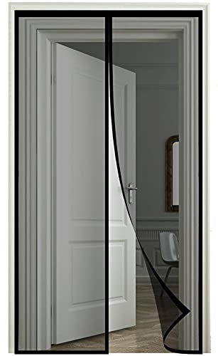 Zanzariera Magnetica per Porta，120x270cm (47.24x106.29in) Magnetico Chiusura Automatica Tendina Anti Zanzare ，per Porte Finestre Balcone Soggiorno Mantiene Stanza Traspirante Senza Zanzare-Nera