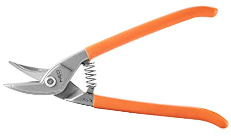 Neo Tools Blechschere linksschneidend, aus CrMo-Stahl, Griffe mit Gummiüberzug, für Bleche bis zu 1,5 mm dick, für runde und gebogene Schnitte