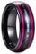 Corato Wolframcarbid Schwarz Ring mit Abalone Schale und Lila Gitarrensaite Inlay 8mm Hochzeit Verlobung Ring für Herren Damen Größe 62(19.7)