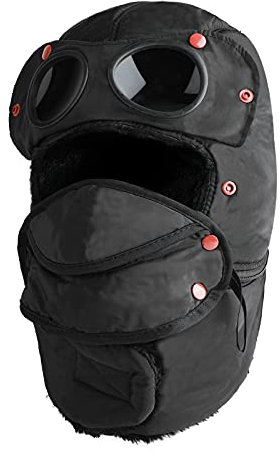 TAGVO Wintermütze mit Ohrenklappen, Warme Schneedichte Fliegermütze mit Winddichte Abnehmbarer Gesichtsmaske für Skifahren, Schlittschuhlaufen und andere Outdoor-Aktivitäten