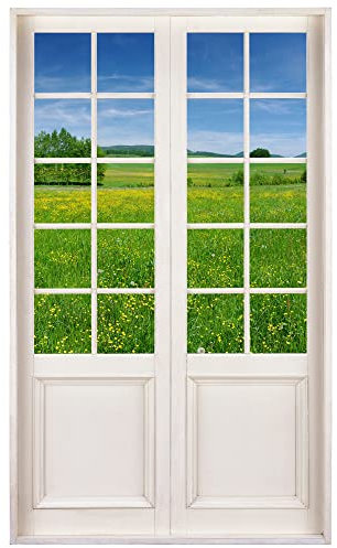 Wandtattoo 120 x 200 cm - Terrassentür mit Ausblick auf Wiese - Wandsticker