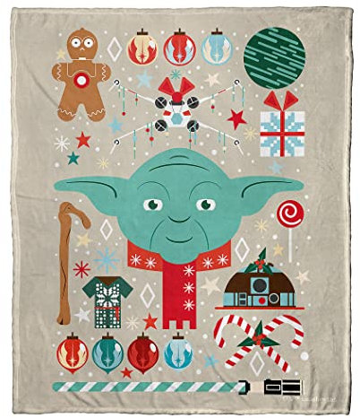 Northwest Star Wars Silk Touch Überwurfdecke, 127 x 152,4 cm, Yoda Xmas