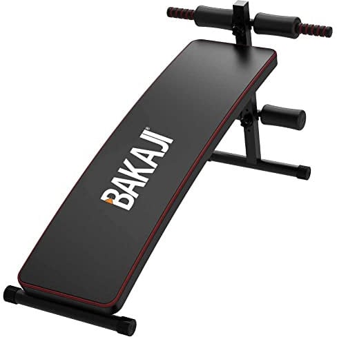 Hantelbank Bauchtrainer Faltbar Höhe Verstellbar Gepolsterter Bezug aus Kunstleder Übungen Gym Fitness zu Hause (130 x 45 x 61 cm)