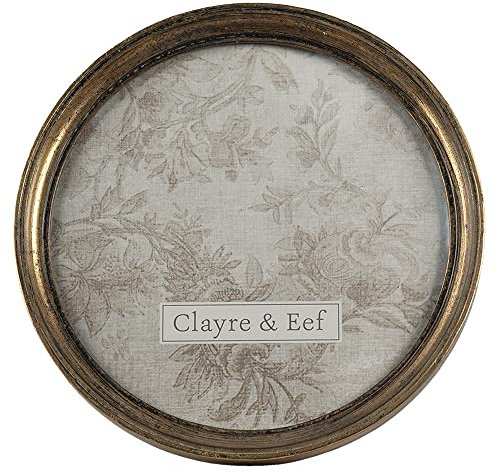 Clayre & Eef Bilderrahmen Fotorahmen rund Ø 27 * 3 cm goldfarbend