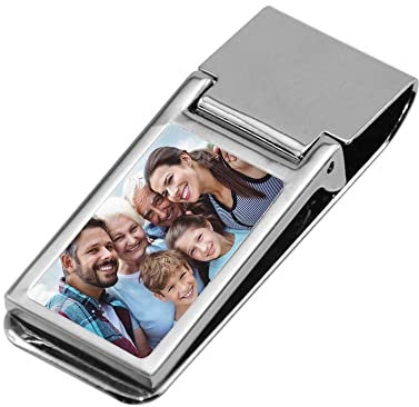 Pinza para Billetes en Metal Plateado con personalización de Foto - Pinza para Billetes rectángulo Personalizada con su Foto