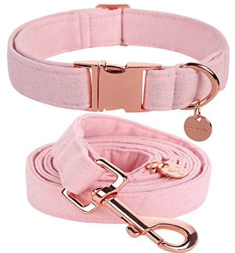 DOGWONG Hundehalsbänder rosa, Hundehalsbänder und Leine aus rosa hundehalsband, Bequeme verstellbares Hundehalsband für kleine mittelgroße Hunde