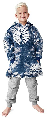 Gifts Treat Übergroße Kinder Kapuzenpullover Jungen Hoodie Jungen Sherpa Sweatshirt Plüsch Kapuze Decke Weiche Warme Kuscheliger Pullover für Kinder Teenager Studenten, Tinte Blau, 2-4 Jahre