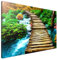 Estika Leinwand bilder - Brücke, Fluss, Wald, Baum - 120x80 cm, 1 teilige kunstdruck - Wandbilder wohnzimmer, schlafzimmer, Moderne wanddeko, Bild auf leinwand - Natur bilder - 2557A_1B