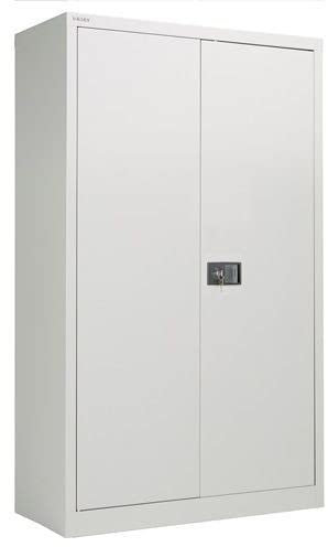 Horison Industries Tall Storage Cupboard with Doors and 3 Shelves - Lockable Cupboard, Metal Cabinet, Office Furniture, Broom Cabinet Cupboard - Office Cupboard in Grey -1806 mm