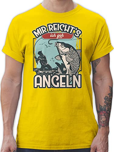 T-Shirt Herren - Angler Geschenke & Zubehör - Mir reicht's ich GEH Angeln - L - Gelb - Angel Shirt Fisch reichts Tshirt männer angelbekleidung Fishing gehe Tshirt. angelshirt Fischer t