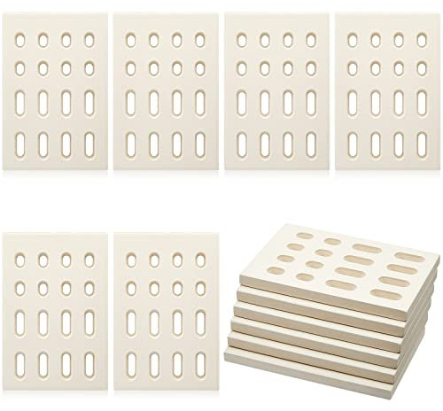 Treela 6 Pcs Ceramic Flame Tamer Replacement Radiant Ceramic Brick Grill Briquettes BBQ Heat Plate Compatible with Grand Turbo Grills, 7 1/16 L x 4 3/4 W x 1/2 H