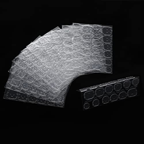TIESOME Klebepads für Nägel, 30 Blätter 720 Stück Doppelseitige Transparente Schutzpads für Press-On Nägel, Nagelkunst und DIY Kunstnägel (6 Größen)