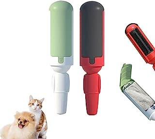 Lot de 2 rouleaux d'épilation réutilisables pour poils de chat et de chien - Brosse collante pour chien - Rouleau adhésif lavable pour animaux de compagnie - Pour tapis, meubles, vêtements, literie