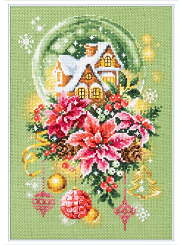 Magic Needle 540-672 ZW Schneekugel Kreuzstichset mit Zählmuster Zweigart Edition, Baumwolle, multifarbig, 18x28cm