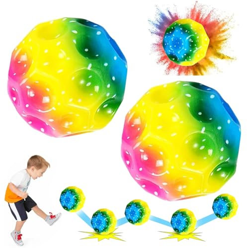 Moon Ball, 2 Stück Sprünge Gummiball, 7cm Planeten Hüpfbälle Hohe, Space Bouncy Balls, High Bouncing Bounciest Lightweight Sport Training für Kinder Spielzeug