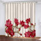 2Er Set Blickdichter Verdunklungs Gardinen Mit Ösen Schallisoliert, Thermovorhänge Für Wohnzimmer Schlafzimmer Kinderzimmer - 3D Mode Rot-Goldene Blumen Druck Muster Super Weich Gardinen (260X280cm)