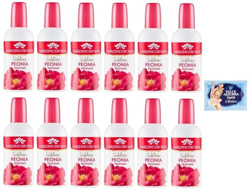 12 pezzi Giardino dei Sensi Profumo Sublime Peonia, profumo da donna in rilievo peonia 100 ml + 1 polvere di talco Felce Azzurra 100 g