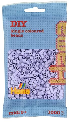 Hama Perlen Beutel | ca. 1000 Midi Sicherungsperlen | Mosaik Deko Kunst & Basteln für kreative Kinder ab 5 Jahren | Helles Lavendel